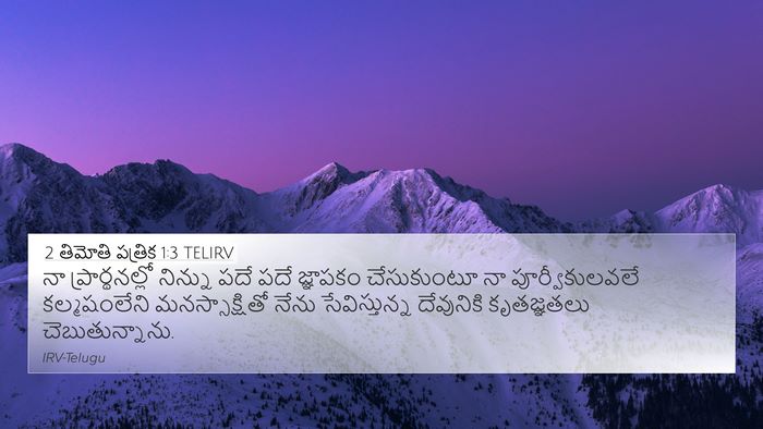 2 తిమోతి పత్రిక 1:3 TELIRV Bible Verse Image