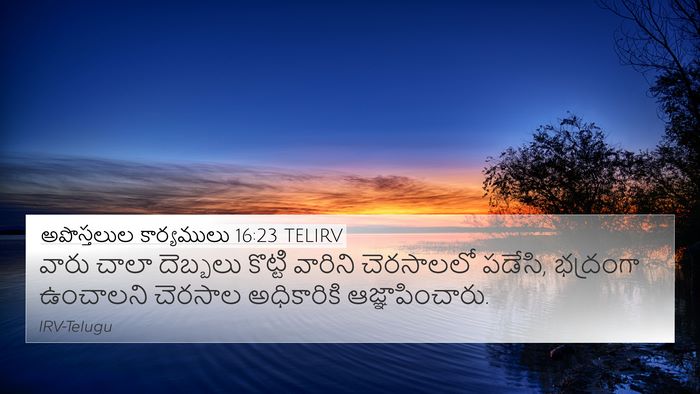 అపొస్తలుల కార్యములు 16:23 TELIRV Bible Verse Image