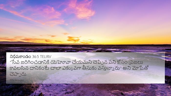 నిర్గమకాండం 36:5 TELIRV Bible Verse Image