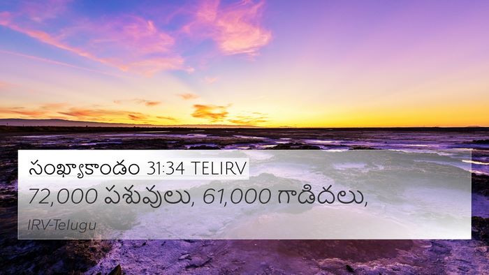 సంఖ్యాకాండం 31:34 TELIRV 4K Wallpaper - 72,000 పశువులు, 61,000 - 4K Wallpaper Bible Verse