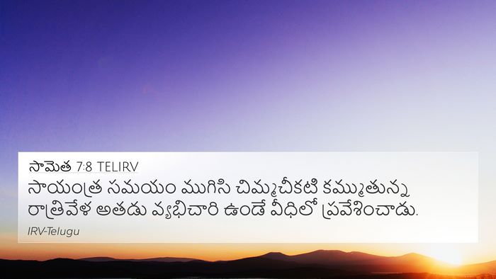 సామెత 7:8 TELIRV 4K Wallpaper - సాయంత్ర సమయం - 4K Wallpaper Bible Verse