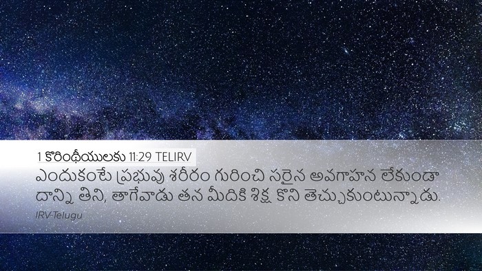 1 కొరింథీయులకు 11:29 TELIRV Bible Verse Image