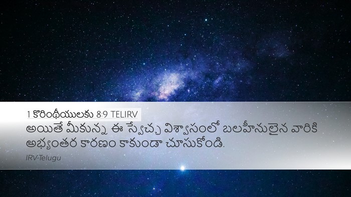1 కొరింథీయులకు 8:9 TELIRV Bible Verse Image