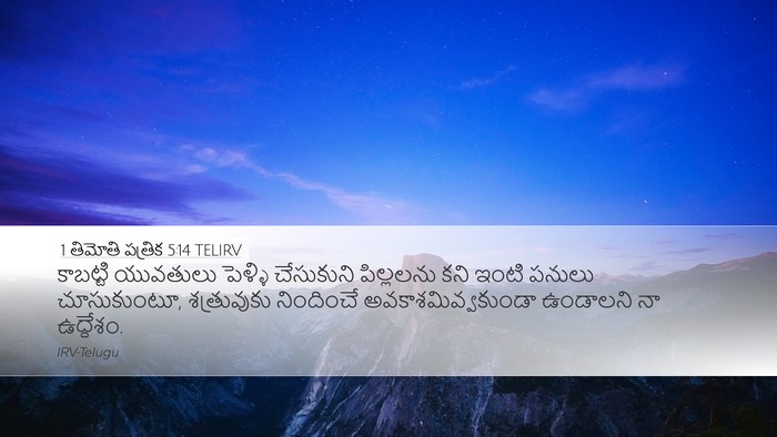1 తిమోతి పత్రిక 5:14 TELIRV Bible Verse Image