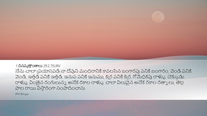 1 దినవృత్తాంతాలు 29:2 TELIRV Bible Verse Image