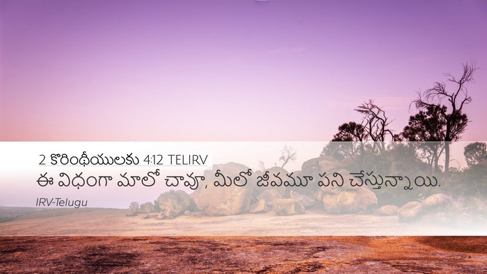 2 కొరింథీయులకు 4:12 TELIRV Desktop Wallpaper - ఈ విధంగా మాలో చావూ, - Desktop Bible Verse Wallpaper