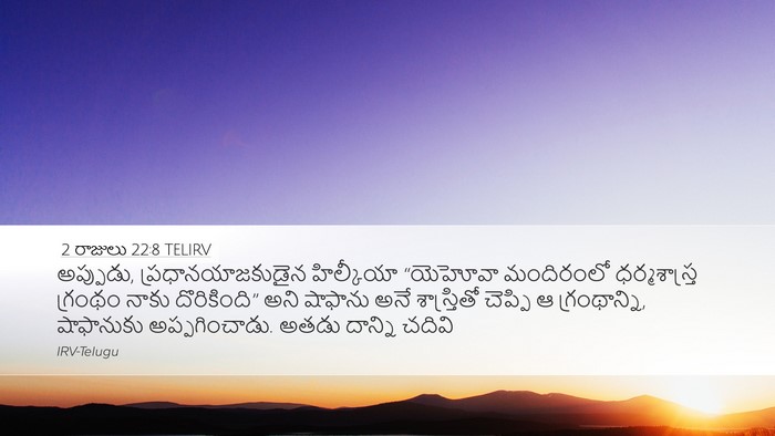 2 రాజులు 22:8 TELIRV Bible Verse Image