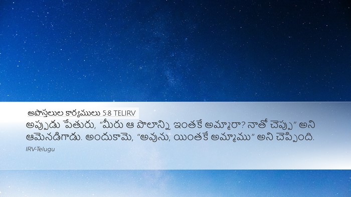 అపొస్తలుల కార్యములు 5:8 TELIRV Bible Verse Image