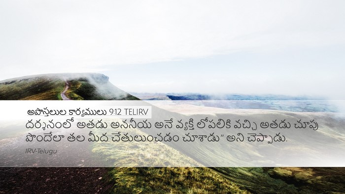 అపొస్తలుల కార్యములు 9:12 TELIRV Desktop Wallpaper - దర్శనంలో అతడు - Desktop Bible Verse Wallpaper