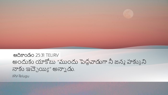 ఆదికాండం 25:31 TELIRV Bible Verse Image