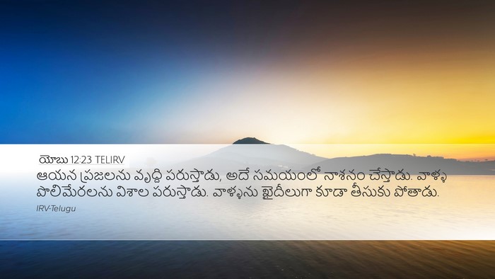 యోబు 12:23 TELIRV Desktop Wallpaper - ఆయన ప్రజలను - Desktop Bible Verse Wallpaper