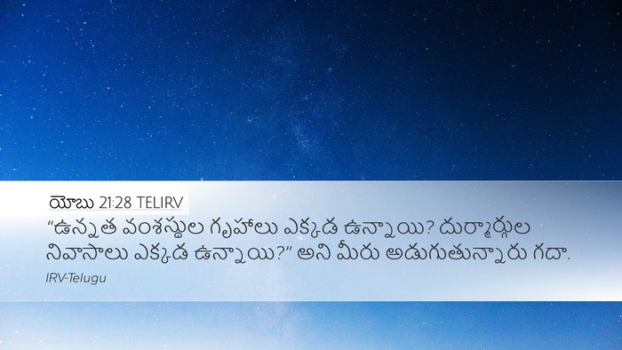 యోబు 21:28 TELIRV Bible Verse Image