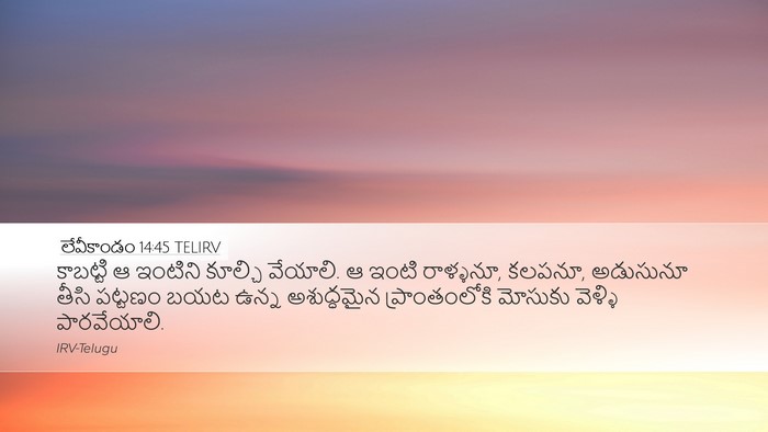 లేవీకాండం 14:45 TELIRV Desktop Wallpaper - కాబట్టి ఆ ఇంటిని - Desktop Bible Verse Wallpaper