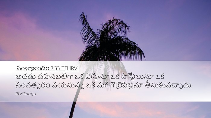 సంఖ్యాకాండం 7:33 TELIRV Desktop Wallpaper - అతడు దహనబలిగా ఒక - Desktop Bible Verse Wallpaper