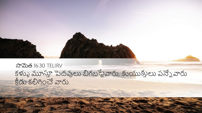 సామెత 16:30 TELIRV Desktop Wallpaper - కళ్ళు మూస్తూ - Desktop Bible Verse Wallpaper