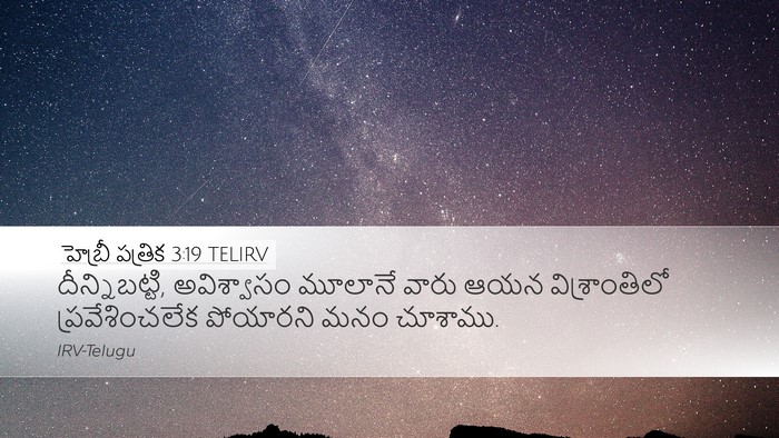 హెబ్రీ పత్రిక 3:19 TELIRV Bible Verse Image