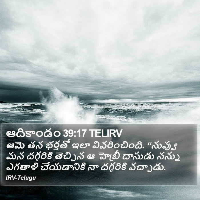 ఆదికాండం 39:17 TELIRV - ఆమె తన భర్తతో ఇలా