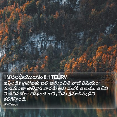 1 కొరింథీయులకు 8:1 TELIRV Bible Verse Image