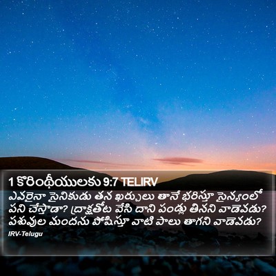 1 కొరింథీయులకు 9:7 TELIRV Bible Verse Image