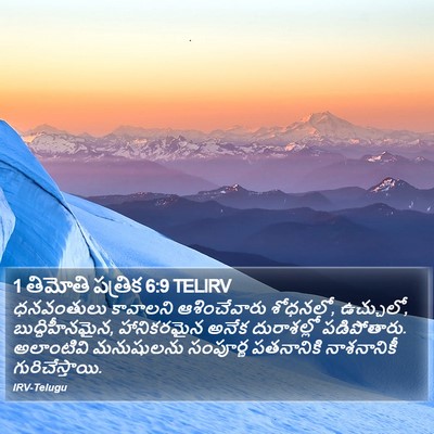 1 తిమోతి పత్రిక 6:9 TELIRV Bible Verse Image