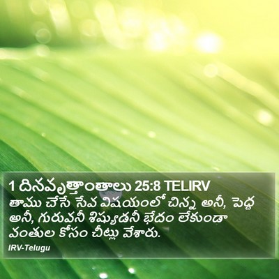 1 దినవృత్తాంతాలు 25:8 TELIRV Bible Verse Image