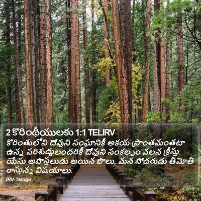2 కొరింథీయులకు 1:1 TELIRV Bible Verse Image