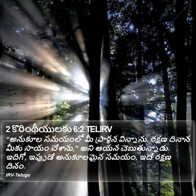 2 కొరింథీయులకు 6:2 TELIRV Bible Verse Image