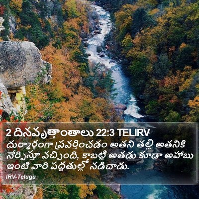 2 దినవృత్తాంతాలు 22:3 TELIRV Bible Verse Image