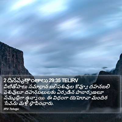 2 దినవృత్తాంతాలు 29:35 TELIRV Bible Verse Image