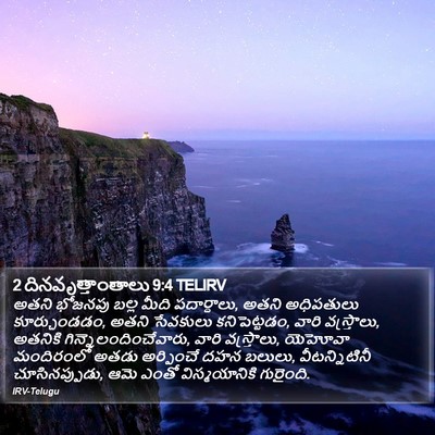2 దినవృత్తాంతాలు 9:4 TELIRV Bible Verse Image
