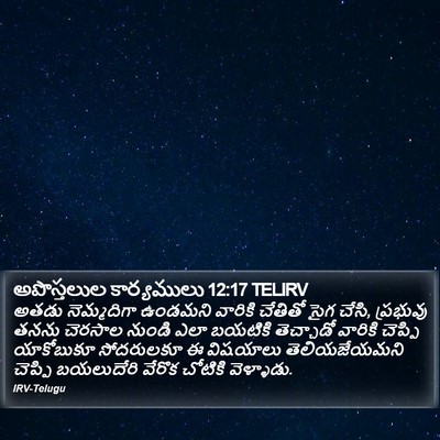 అపొస్తలుల కార్యములు 12:17 TELIRV Bible Verse Image