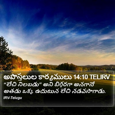 అపొస్తలుల కార్యములు 14:10 TELIRV Bible Verse Image