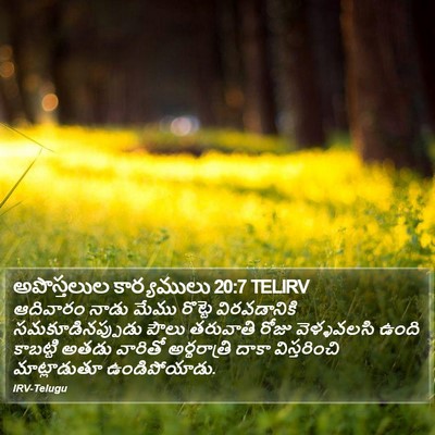 అపొస్తలుల కార్యములు 20:7 TELIRV Bible Verse Image