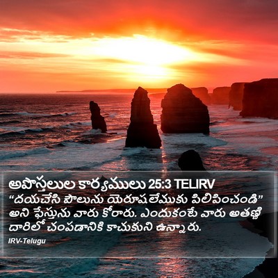 అపొస్తలుల కార్యములు 25:3 TELIRV Bible Verse Image