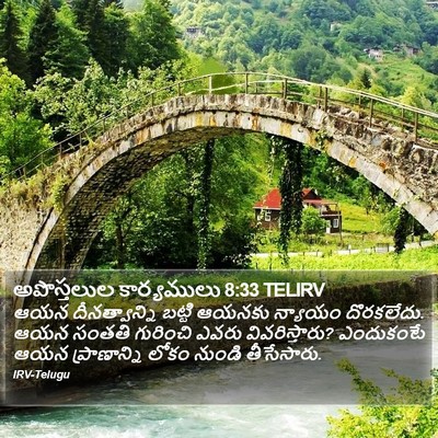 అపొస్తలుల కార్యములు 8:33 TELIRV Bible Verse Image