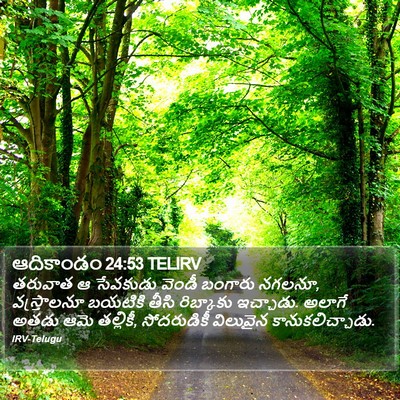 ఆదికాండం 24:53 TELIRV Bible Verse Image