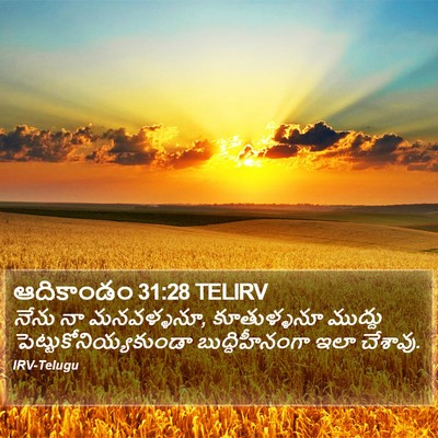 ఆదికాండం 31:28 TELIRV Bible Verse Image