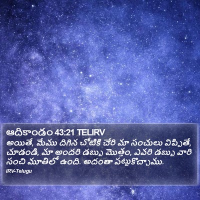ఆదికాండం 43:21 TELIRV Bible Verse Image