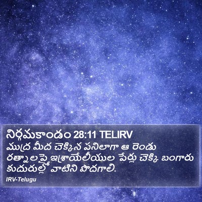 నిర్గమకాండం 28:11 TELIRV Bible Verse Image