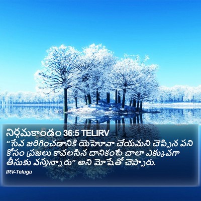 నిర్గమకాండం 36:5 TELIRV Bible Verse Image