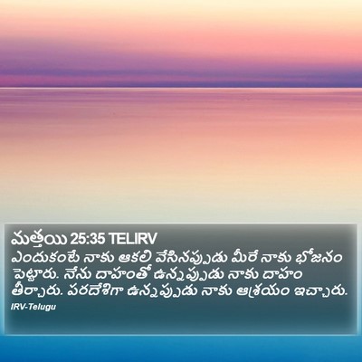 మత్తయి 25:35 TELIRV Bible Verse Image
