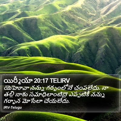 యిర్మీయా 20:17 TELIRV Bible Verse Image