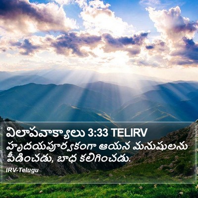 విలాపవాక్యాలు 3:33 TELIRV Bible Verse Image