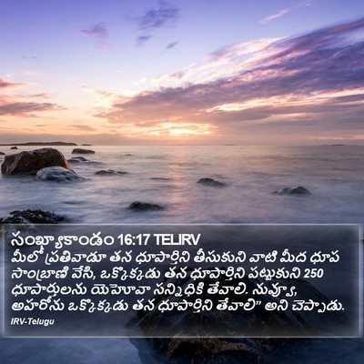 సంఖ్యాకాండం 16:17 TELIRV Bible Verse Image