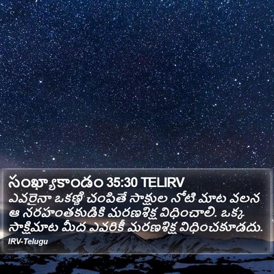 సంఖ్యాకాండం 35:30 TELIRV Bible Verse Image