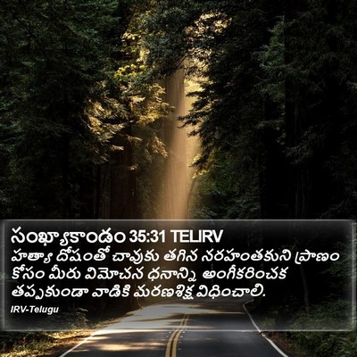 సంఖ్యాకాండం 35:31 TELIRV Bible Verse Image