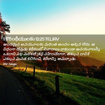 Picture 02 - 1 కొరింథీయులకు 12:25 TELIRV - అందమైన అవయవాలకు - Bible Verse Picture