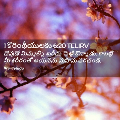Picture 02 - 1 కొరింథీయులకు 6:20 TELIRV - దేవుడే మిమ్మల్ని - Bible Verse Picture