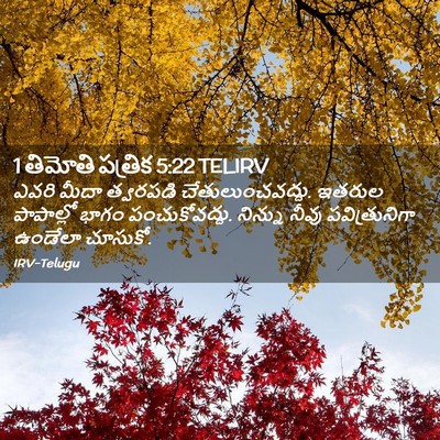 Picture 02 - 1 తిమోతి పత్రిక 5:22 TELIRV - ఎవరి మీదా త్వరపడి - Bible Verse Picture