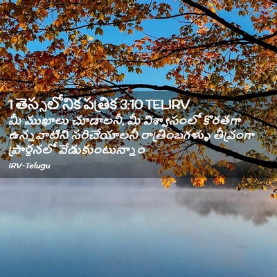 Picture 02 - 1 తెస్సలోనిక పత్రిక 3:10 TELIRV - మీ ముఖాలు చూడాలనీ, - Bible Verse Picture